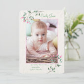 Dainty Flowers Fotogeboorteaankondiging Kaart (Staand voorkant)