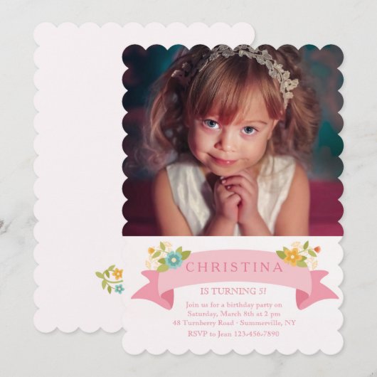 Dainty Flowers Fotouitnodiging Kaart (Voorkant / Achterkant)