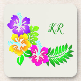 Dainty Flowers Paars Pink Yellow Monogrammed Bier Onderzetter