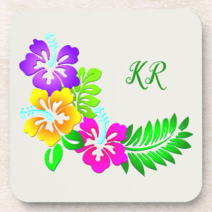 Dainty Flowers Paars Pink Yellow Monogrammed Bier Onderzetter