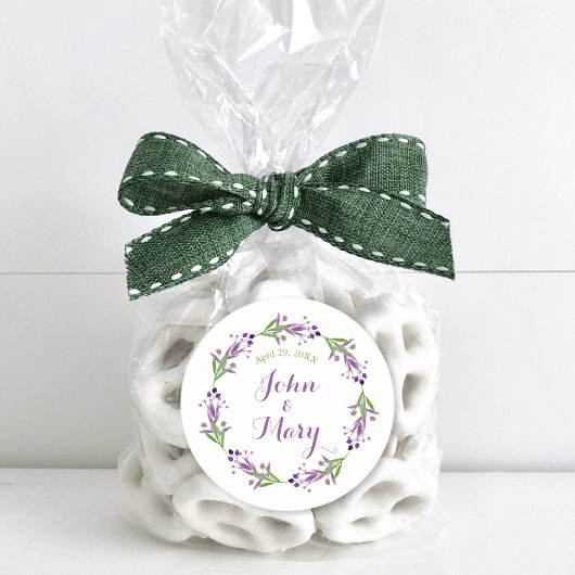 Dainty Foliage Waterverf Wreatw Wedding Ronde Sticker