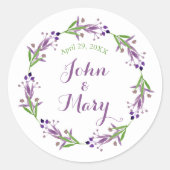 Dainty Foliage Waterverf Wreatw Wedding Ronde Sticker (Voorkant)