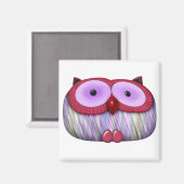 dainty fushcia owl magneet (Voorkant / Achterkant)