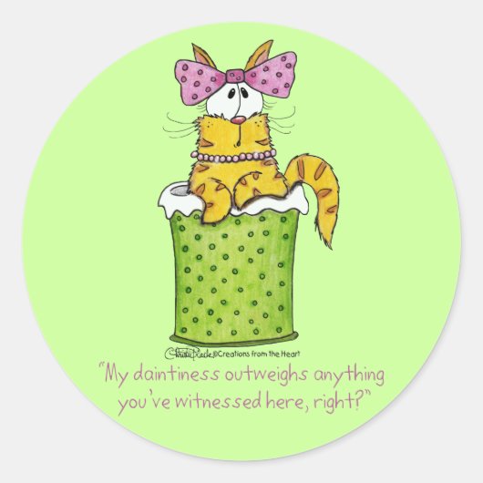 Dainty Garbage Kat Ronde Sticker (Voorkant)