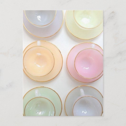 Dainty Girly Pastel Tea Cup-kaart Briefkaart (Voorkant)
