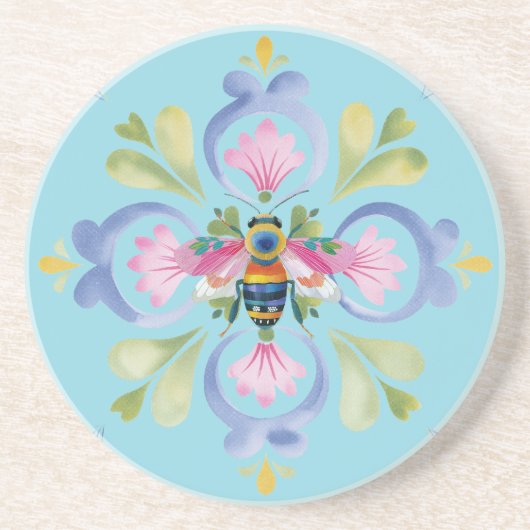 Dainty Honey Bee Unique Accent Zandsteen Onderzetter (Voorkant)