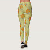 Dainty Khaki Geel Triple Bloom Bloemen Patroon Leggings (Achterkant)