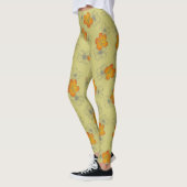 Dainty Khaki Geel Triple Bloom Bloemen Patroon Leggings (Links)