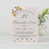 Dainty korean dusty wild roos grijs 21st Birthday Kaart (Staand voorkant)