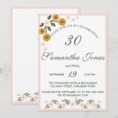 Dainty korean dusty wild roos white 30th Birthday Kaart (Voorkant / Achterkant)