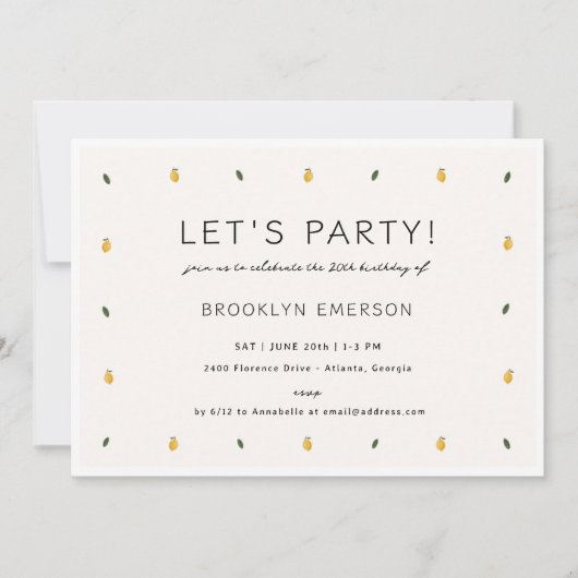 Dainty Lemon Party Kaart (Voorkant)