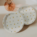 Dainty Lemon Pattern Party Papieren Bordje<br><div class="desc">Dainty Lemon en Bladpatroon,  partij document borden.</div>