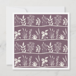 Dainty Meadow Minimalist Botanical Silhouette Plum Notitiekaartje