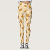 Dainty Moccasin White Triple Bloom Floral Pattern Leggings (Voorkant)