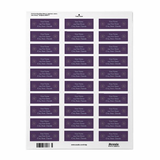 Dainty Octo-Fleur Return Address Labels (Full Sheet)