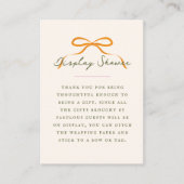 Dainty Orange Bow Baby Display Shower Informatiekaartje (Voorkant)