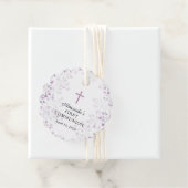 Dainty Paarse Bloemen Eerste Heilige Communie Bedankjes Labels (In situ)
