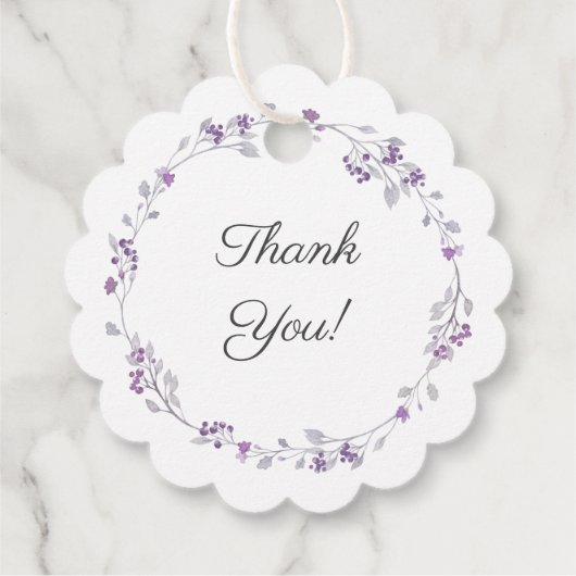 Dainty Paarse Bloemen Eerste Heilige Communie Bedankjes Labels (Achterkant)