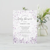 Dainty Paarse Waterverf Bloemen Meisjes Baby showe Kaart (Staand voorkant)