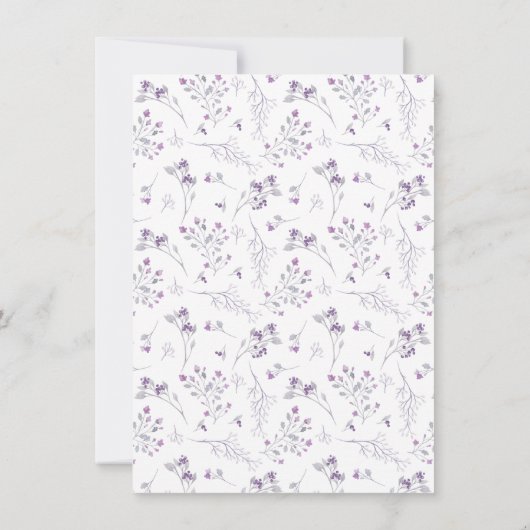 Dainty Paarse Waterverf Bloemen Meisjes Baby showe Kaart (Achterkant)