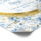 Dainty pastel blauw bloemen goud boy baby custom poster (Hoek)