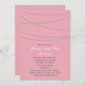 Dainty Pearls Baby shower Invitation (roze) Kaart (Voorkant / Achterkant)