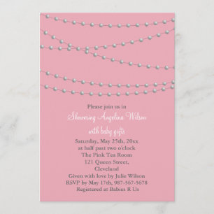 Dainty Pearls Baby shower Invitation (roze) Kaart