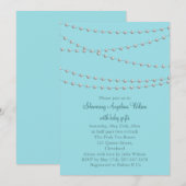 Dainty Pearls Baby shower Invitation (turquoise) Kaart (Voorkant / Achterkant)