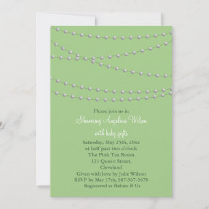 Dainty Pearls Baby shower Invitation (zacht groen) Kaart