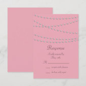 Dainty Pearls op roze RSVP Kaartje (Voorkant / Achterkant)