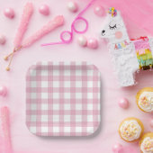 Dainty Pink and White Buffalo Check Papieren Bordje (Feest)
