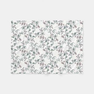 Dainty Pink Botanical Newborn Nursery Blanket Gift Fleece Deken