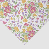 Dainty Pink en Gele Bloemen op Witte Ontkoppeling Tissuepapier (Detail)