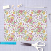 Dainty Pink en Gele Bloemen op Witte Ontkoppeling Tissuepapier (Craft)