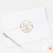 Dainty Pink Floral Baby Tea Party Sticker (Envelop)