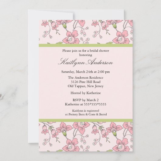 Dainty Pink Floral Bridal Shower Kaart (Voorkant)