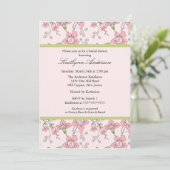Dainty Pink Floral Bridal Shower Kaart (Staand voorkant)