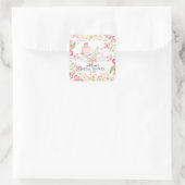 *Dainty Pink Floral Bridal Tea Party Envelopzegel Vierkante Sticker (Tas)