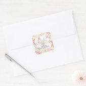 *Dainty Pink Floral Bridal Tea Party Envelopzegel Vierkante Sticker (Envelop)