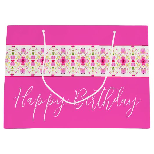 Dainty Pink Floral Groot Cadeauzakje (Voorkant)