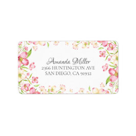 Dainty Pink Floral Retour Adres Label
