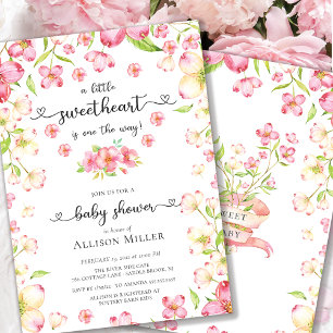 Dainty Pink Floral Sweeite Baby shower Invitati Kaart