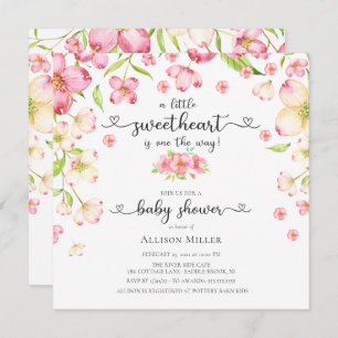 Dainty Pink Floral Sweeite Baby shower Invitati Kaart