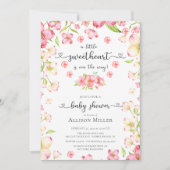 Dainty Pink Floral Sweeite Baby shower Kaart (Voorkant)