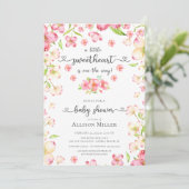 Dainty Pink Floral Sweeite Baby shower Kaart (Staand voorkant)
