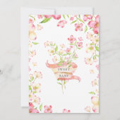 Dainty Pink Floral Sweeite Baby shower Kaart (Achterkant)
