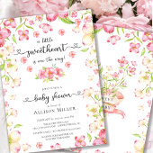 Dainty Pink Floral Sweeite Baby shower Kaart