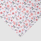 Dainty Pink Flower VInes op White Decoupage Tissuepapier (Detail)