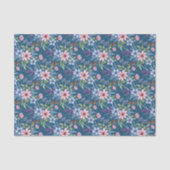Dainty Pink Flowers op Blue Decoupage Tissuepapier (Voorkant)