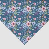 Dainty Pink Flowers op Blue Decoupage Tissuepapier (Detail)